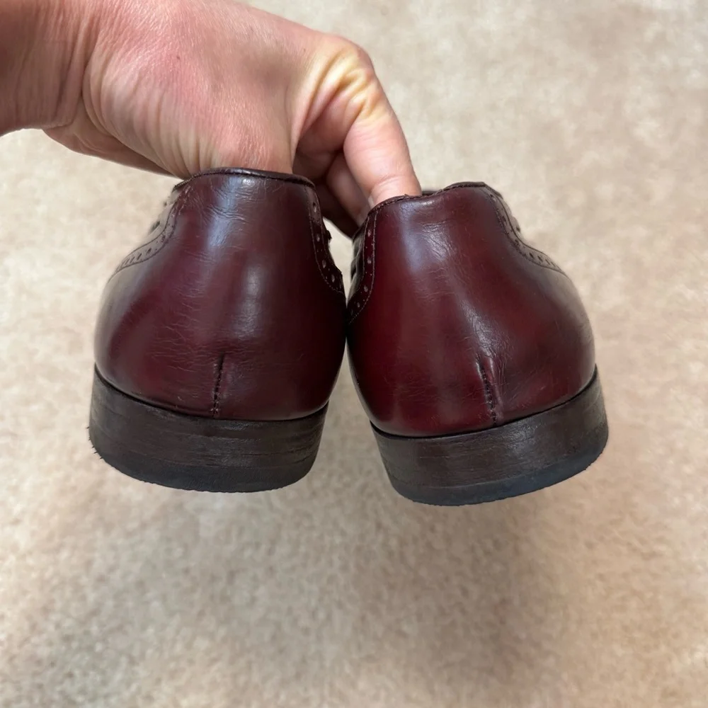 SALVATORE FERRAGAMO Mens Lucas Oxblood Kiltie Wing Tip Tasseled Loafers 11.5D